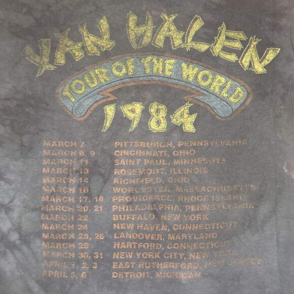 1984 Van Halen Grunge T Shirt Tour of The World Concert 80s Customized Band O/S - Picture 10 of 11